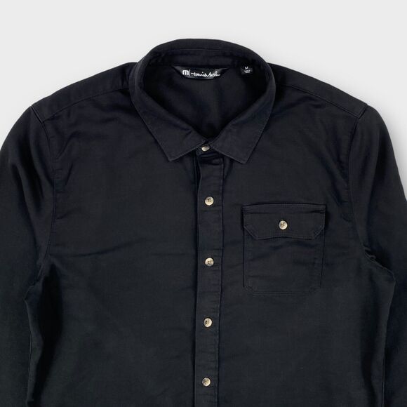 Travis Mathew Coolmax Shirt Mens Medium Black Button Up Stretch Outdoor Travel - Picture 4 of 11